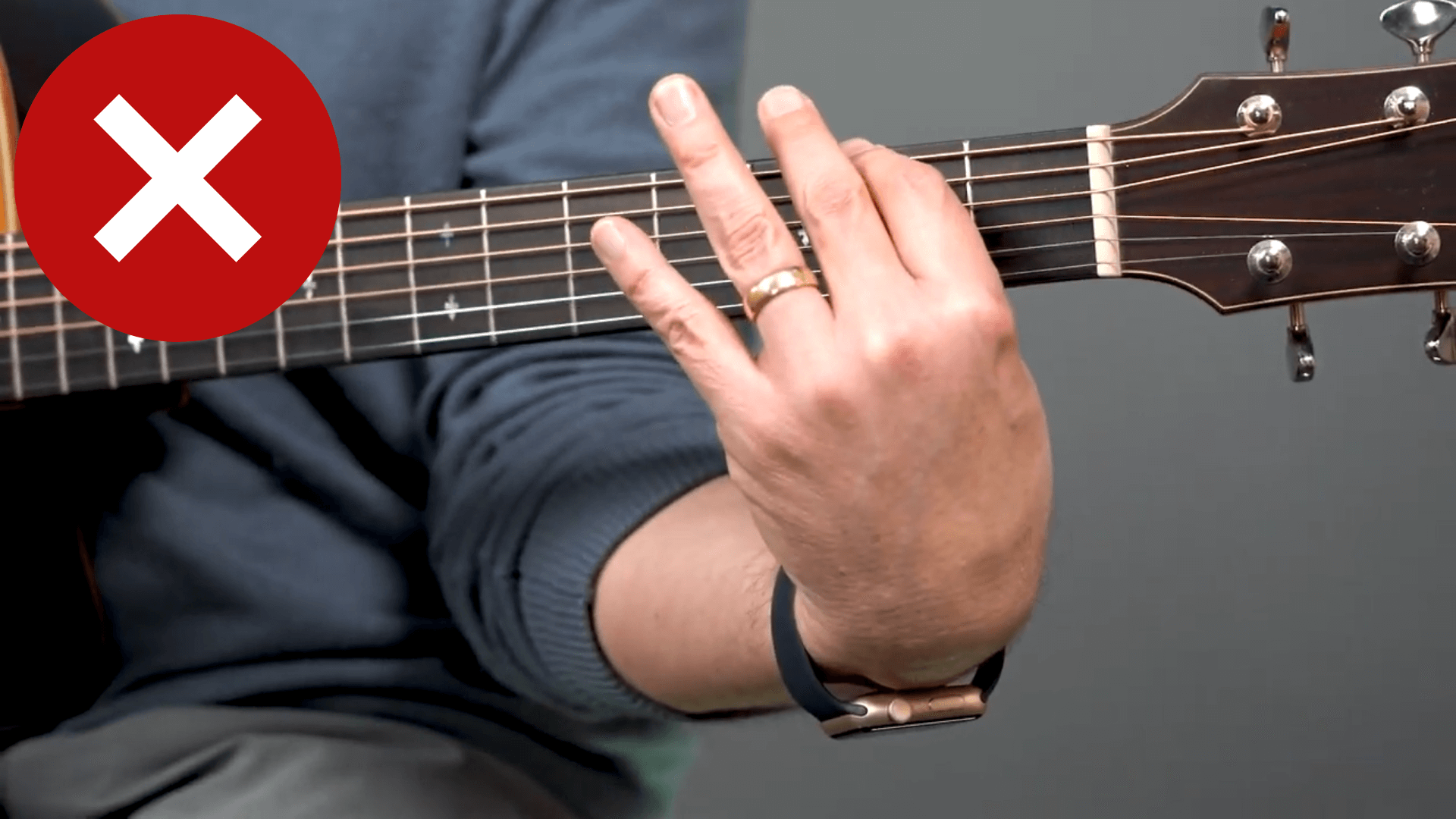 Incorrect Wrist Position on Guitar